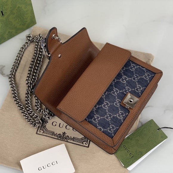 Gucci Mini Dionysus Shoulder Bag in Blue Denim - Picture 5 of 9